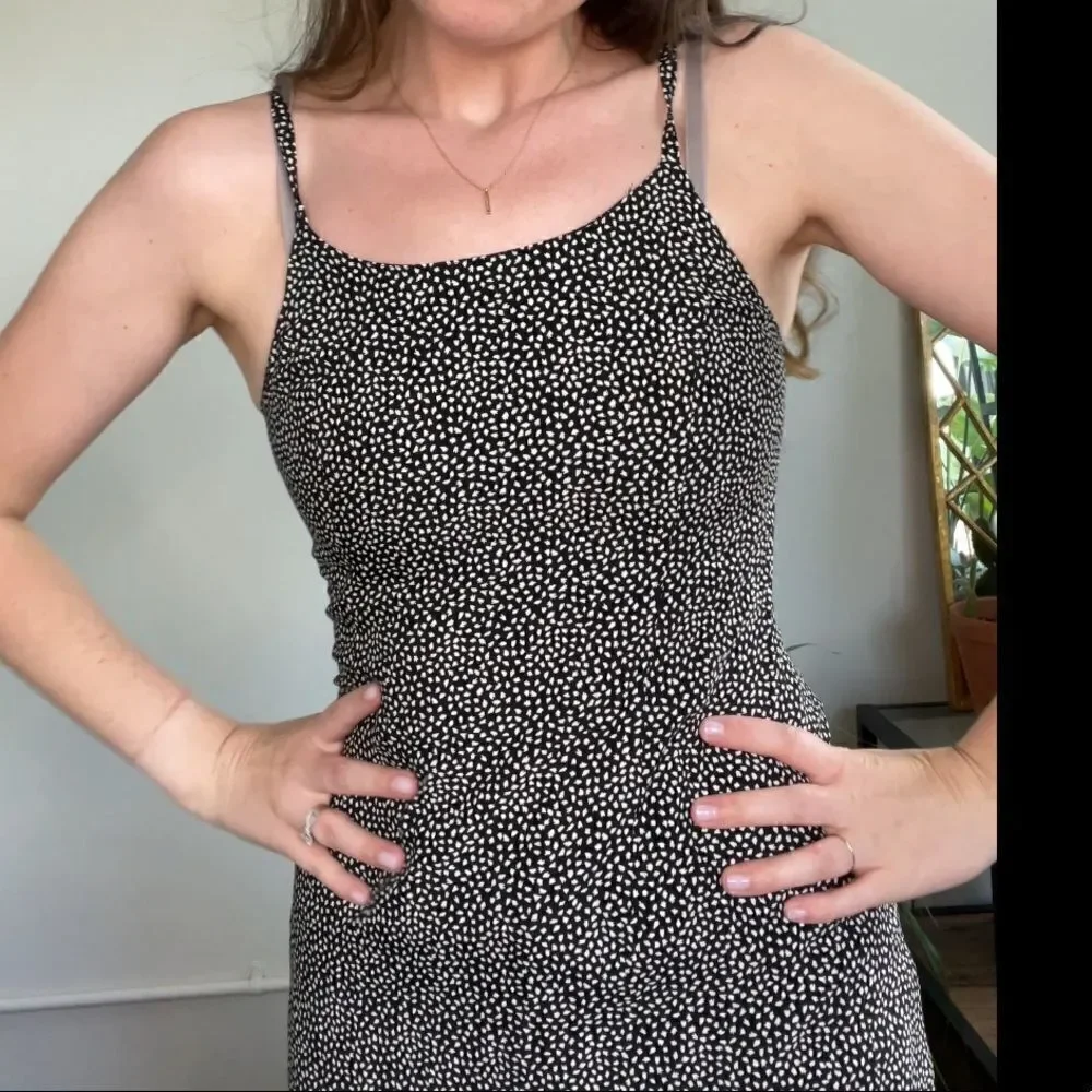 French Connection Black and White Dot Mini Cami Dress Tank 6